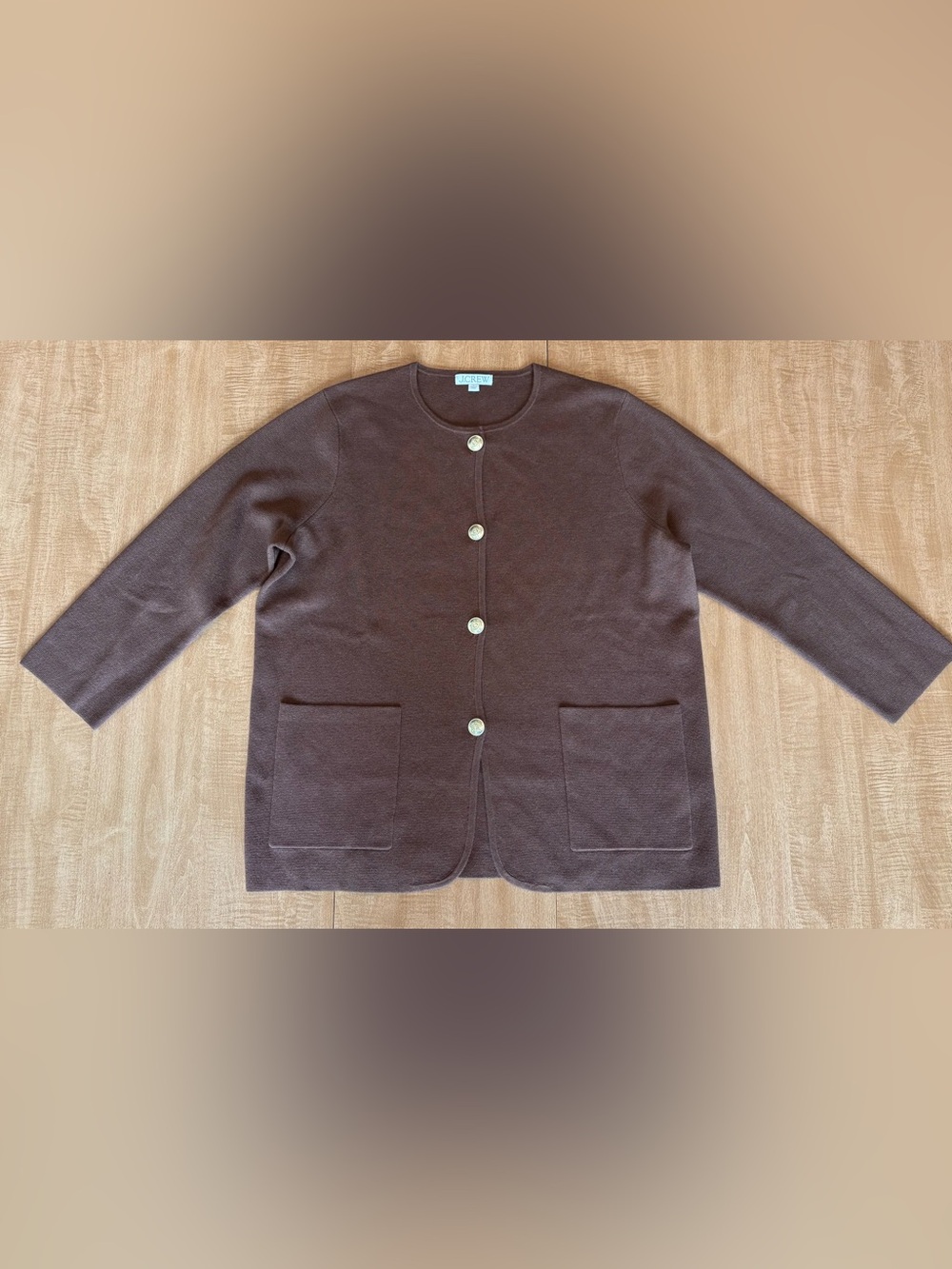 J. Crew Brown Giselle Sweater Blazer with Gold Buttons